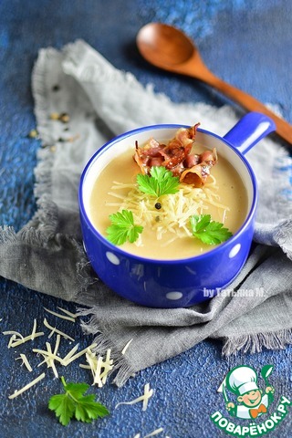 Картофельный суп-пюре с беконом и чесноком