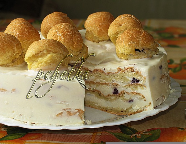 Торт с эклерами и творожно-сливочным кремом - пошаговый рецепт с фото
