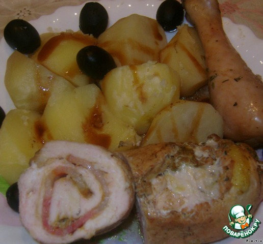 Rolls of chicken with potatoes