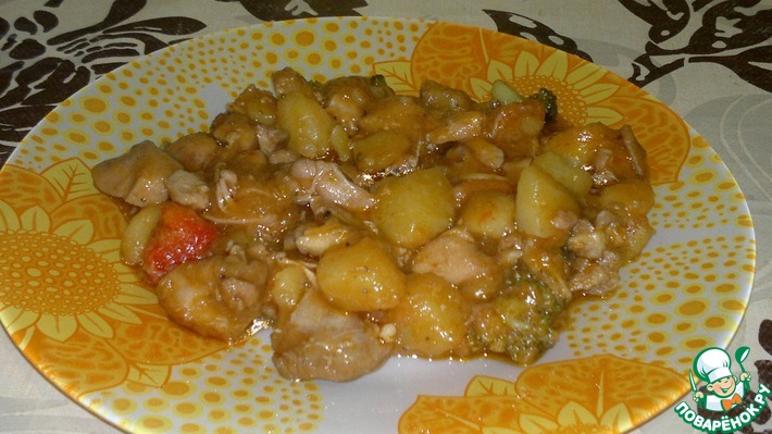 Овощное рагу с курицей и картошкой