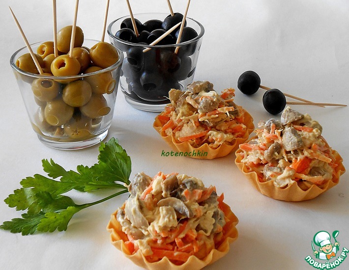 Салат в тарталетках с грибами - пошаговый рецепт с фото на эталон62.рф