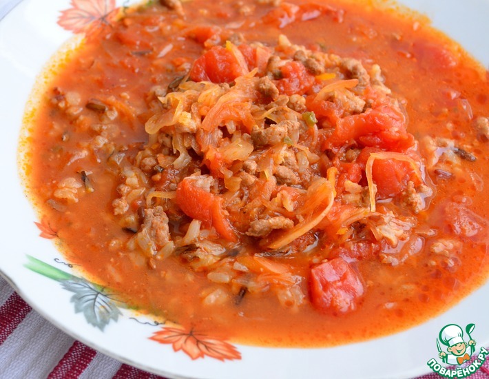 Томатно-рыбный суп с рисом