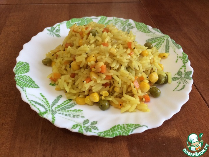 Жареный рис с зеленым горошком и кукурузой, пошаговый рецепт с фото на ккал