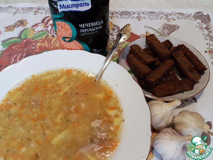 Куриный суп с чечевицей и картофелем
