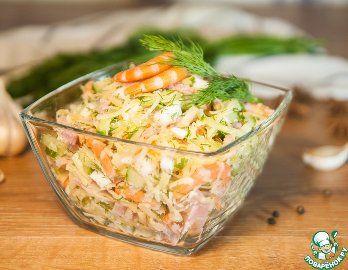 Овощной салат с креветками и сыром Фета — рецепт с фото пошагово