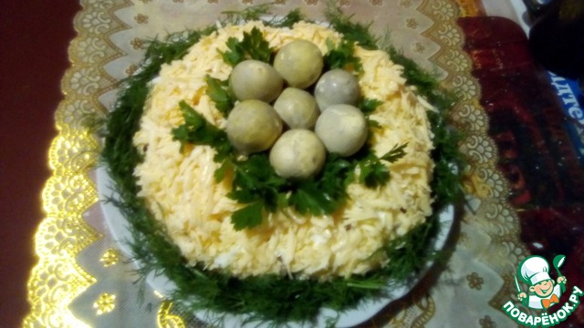 Салат птичье гнездо с курицей рецепт с фото