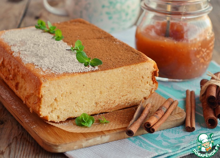 Творожно овсяная запеканка с яблоками и корицей