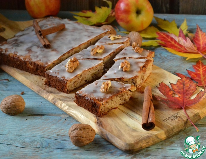 Пирог с орехами и яблоками и корицей рецепт