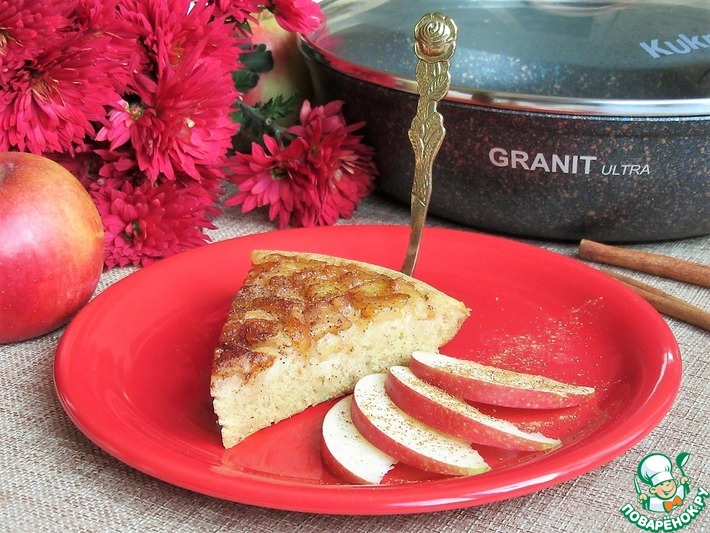Перевернутый яблочный пирог на сковороде - Десерт Рецепты