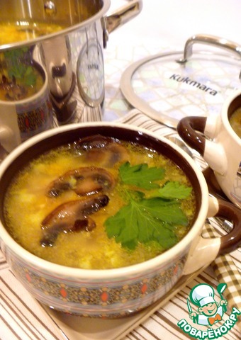 Овощной суп с грибами и вермишелью