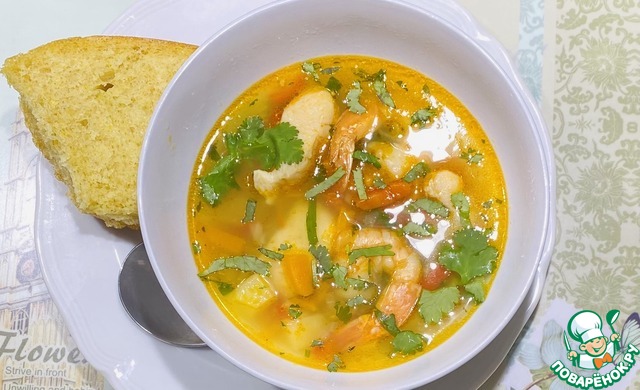 Суп с рыбой и морепродуктами по мотивам Буйабес