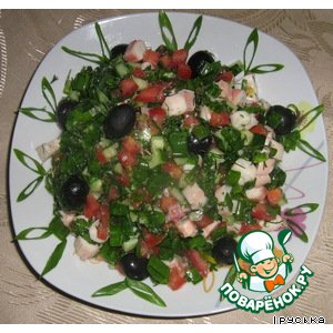 Простой Рецепт салата с щупальцами кальмара и чесночным майонезом пошагово с фото